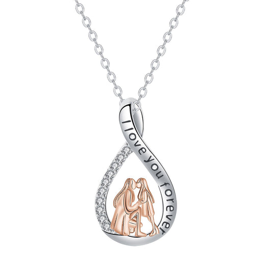 Copper With Silver/Rosegold Plated Love Pendant Necklace