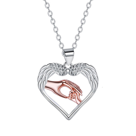 Collar con colgante de corazón de cobre bañado en plata y oro rosa