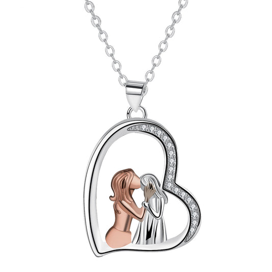Copper With Silver/Rosegold Plated Heart Pendant Necklace