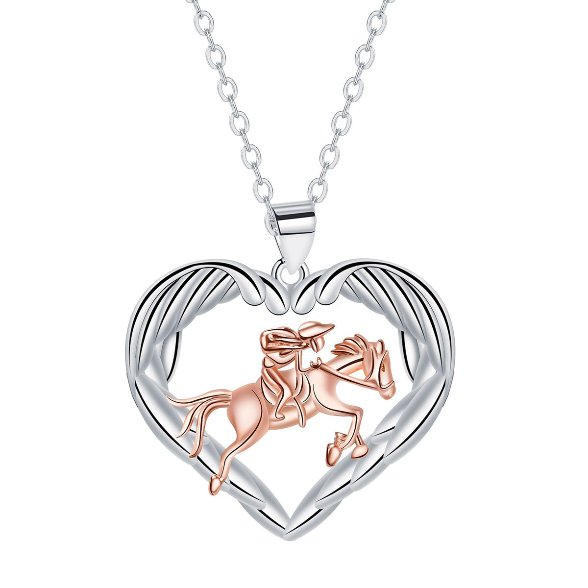 Copper With Silver/Rosegold Plated Heart Pendant Necklace