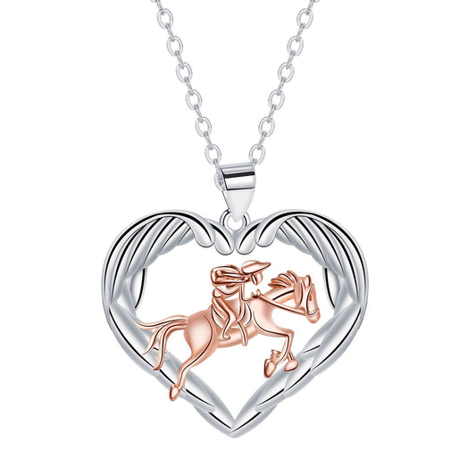 Copper With Silver/Rosegold Plated Heart Pendant Necklace