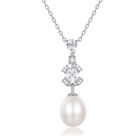 925 Sterling Silver Natural Pearl Drop Necklace Fashion Jewelry Gift for Women Girls