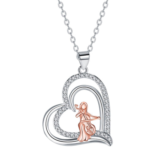 Copper With Silver/Rosegold Plated Heart Pendant Necklace