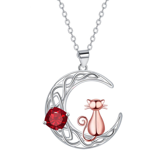 Copper With Silver/Rosegold Plated Moon Pendant Necklace