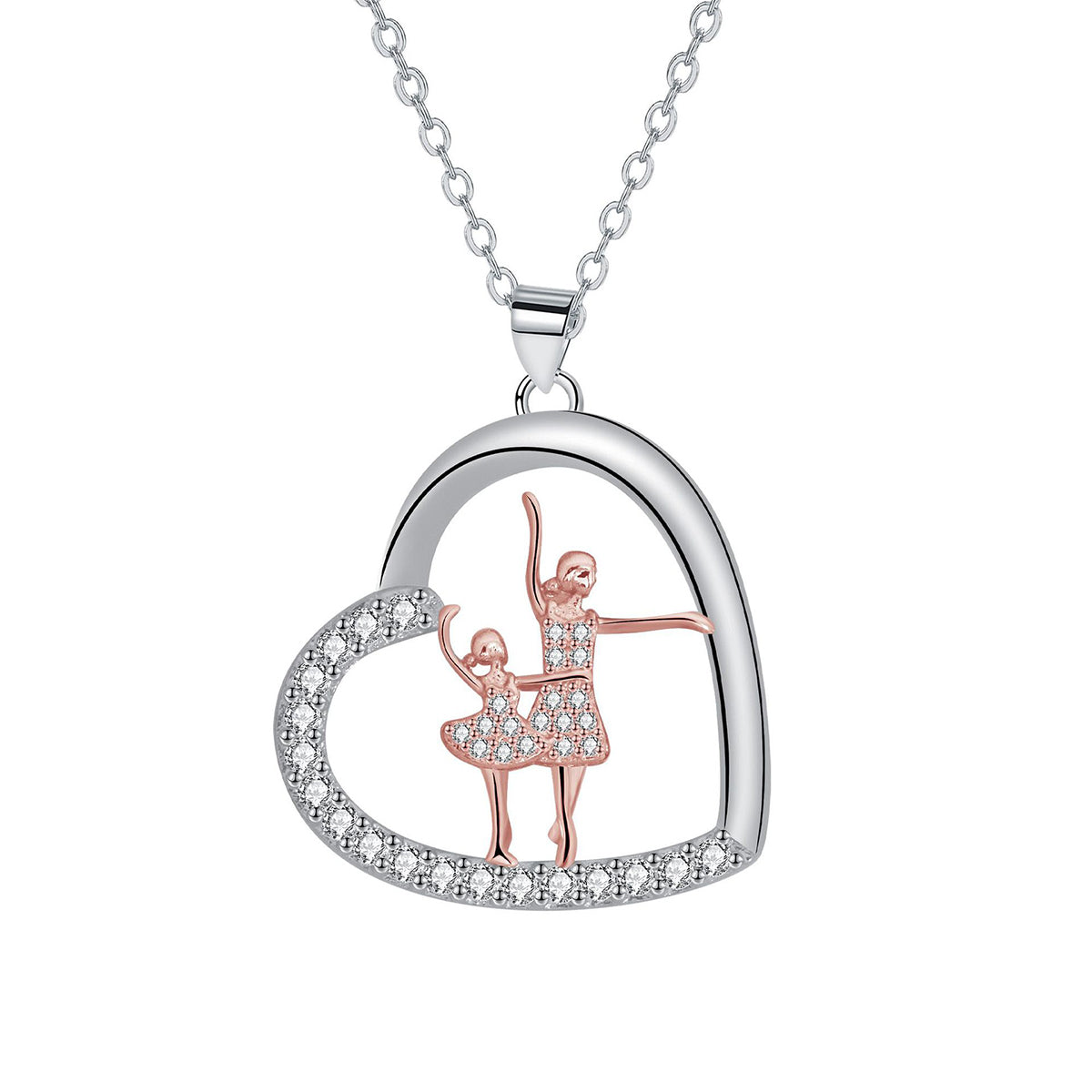 Copper With Silver/Rosegold Plated Heart Pendant Necklace