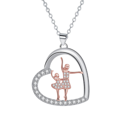 Copper With Silver/Rosegold Plated Heart Pendant Necklace