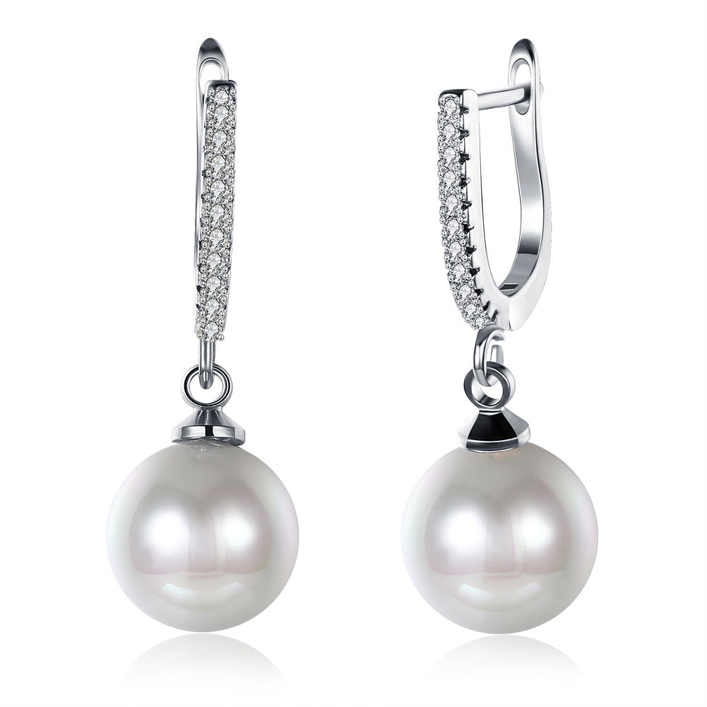 Brass With Plated Fashion Jewelry Pearl Earrings