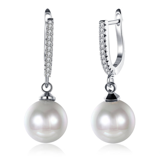 Brass With Plated Fashion Jewelry Pearl Earrings