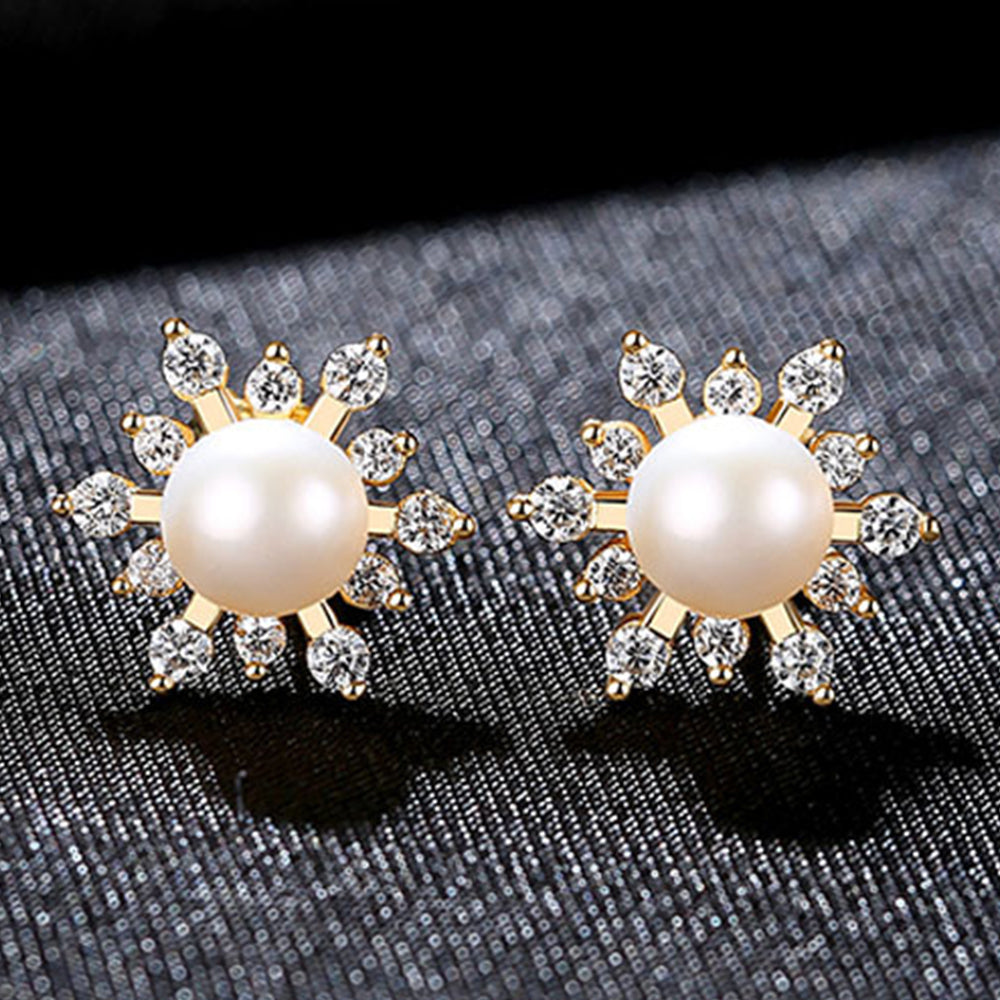 925 Sterling Silver Natural Pearl Drop Earrings Fashion Jewelry Gift for Women Girls