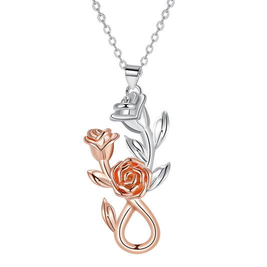 Copper With Silver/Rosegold Plated Flowers Pendant Necklace