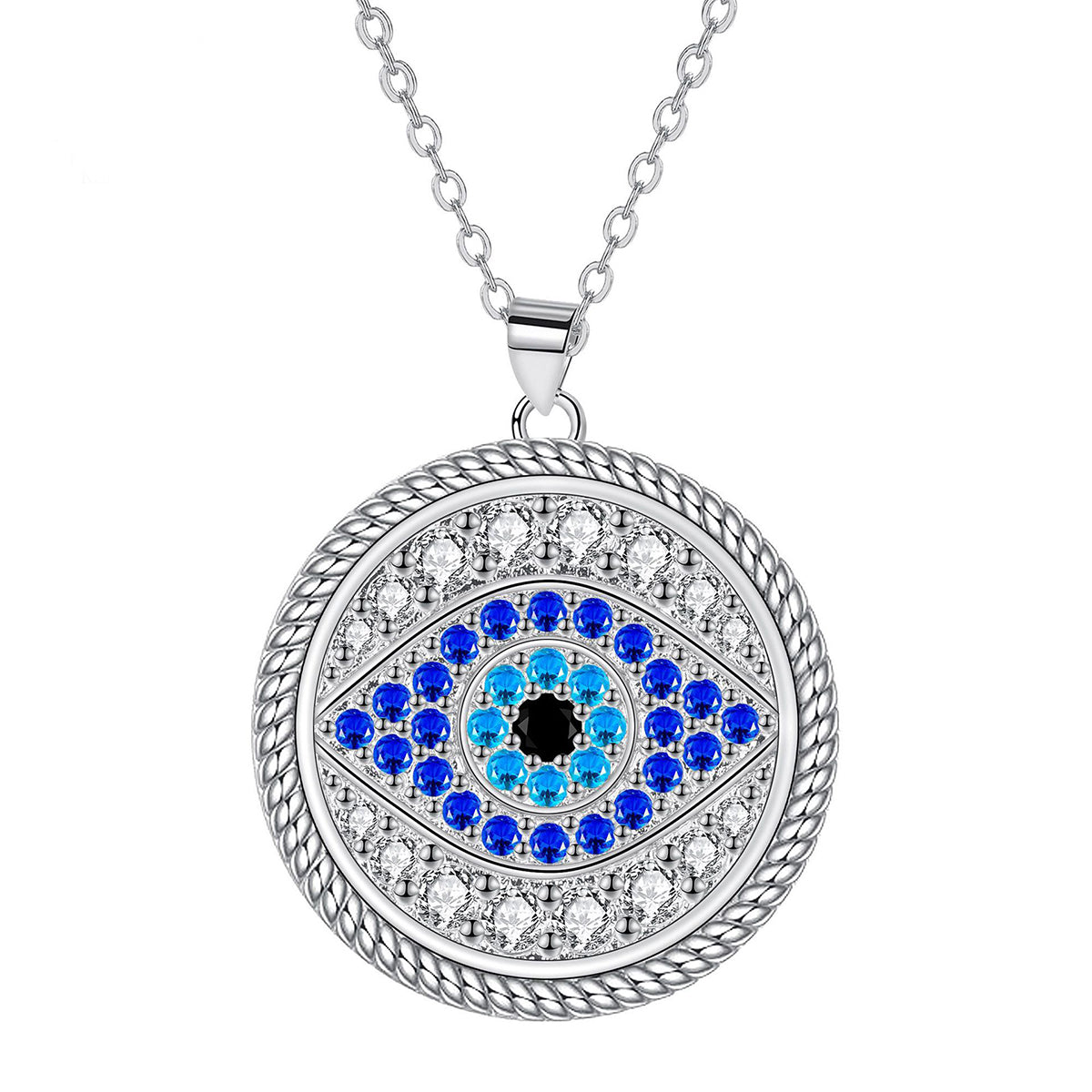 Copper With Silver Plated Evil Eye Pendant Necklace