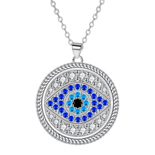 Copper With Silver Plated Evil Eye Pendant Necklace