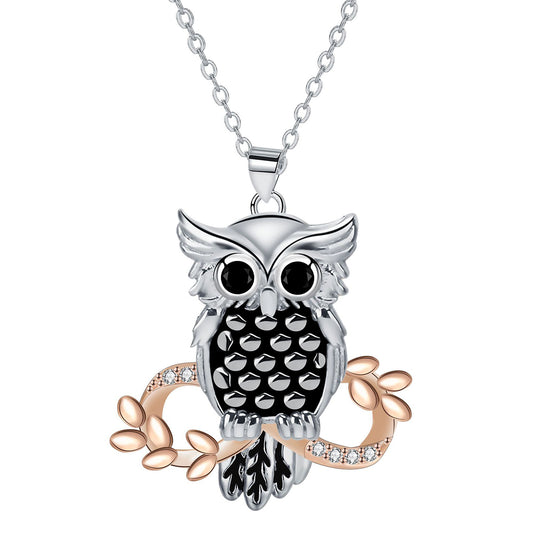 Copper With Silver/Rosegold Plated Owl Pendant Necklace