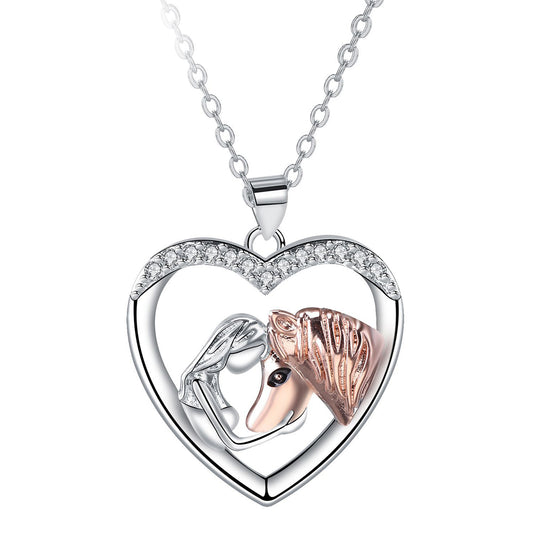 Copper With Silver/Rosgold Plated Heart Pendant Necklace