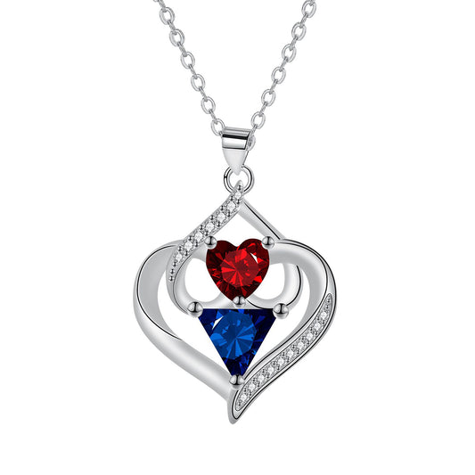 Copper With Silver Plated Heart Pendant Necklace