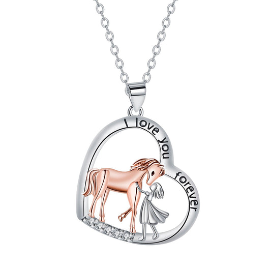 Copper With Silver/Rosegold Plated Heart Pendant Necklace