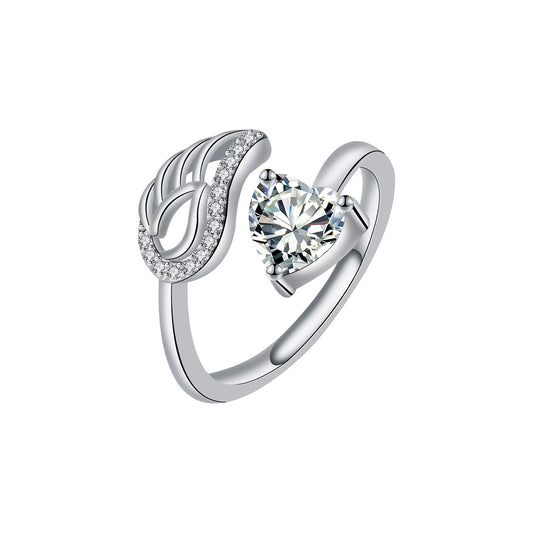 Copper With Silver Plated Wing Fashion Ring