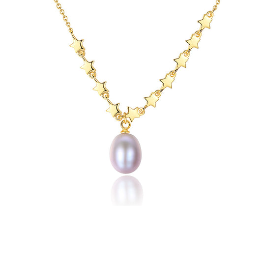 925 Sterling Silver Natural Pearl Drop Necklace Fashion Jewelry Gift for Women Girls