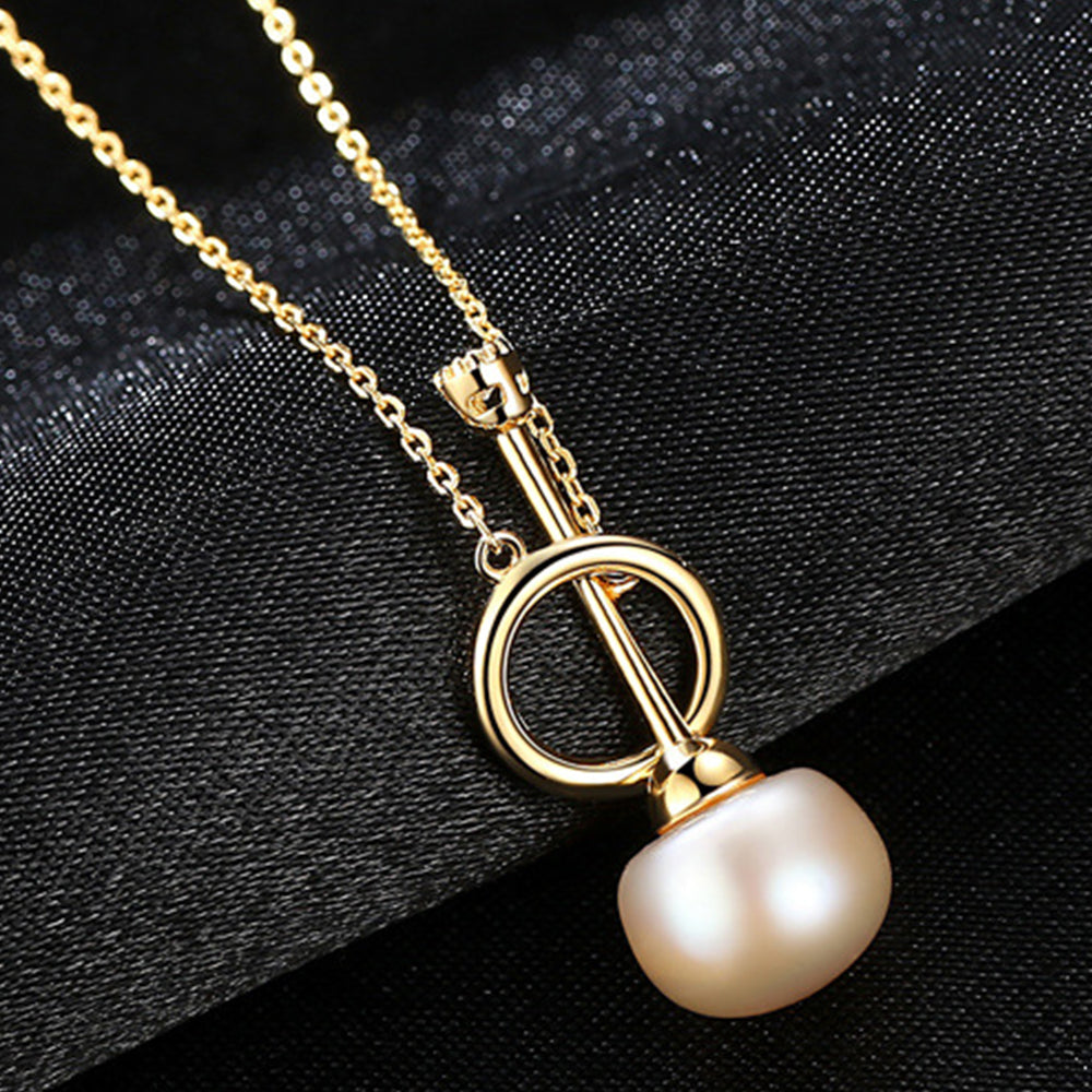 925 Sterling Silver Natural Pearl Drop Necklace Fashion Jewelry Gift for Women Girls