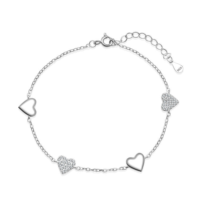 925 Sterling Silver Fashion Heart Bracelet