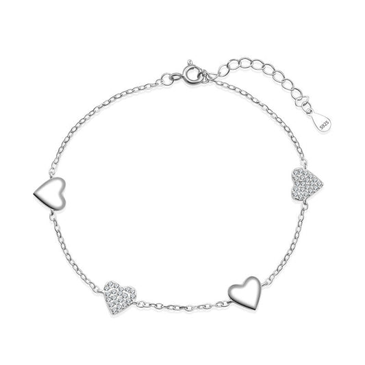 925 Sterling Silver Fashion Heart Bracelet