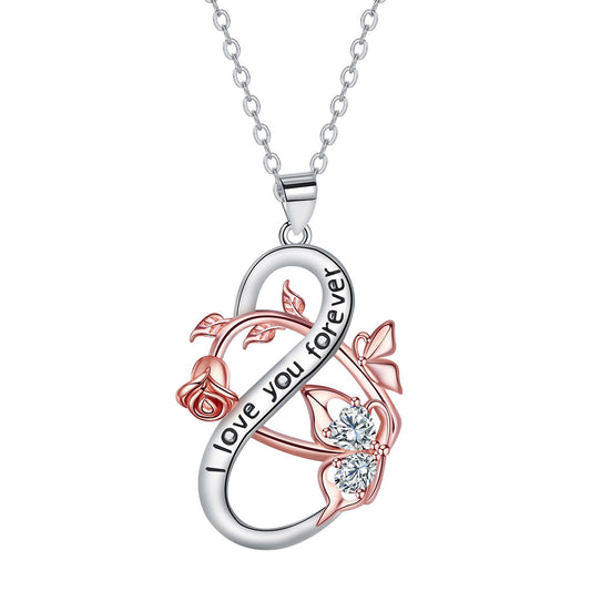 Copper With Silver/Rosegold Plated Flower Pendant Necklace
