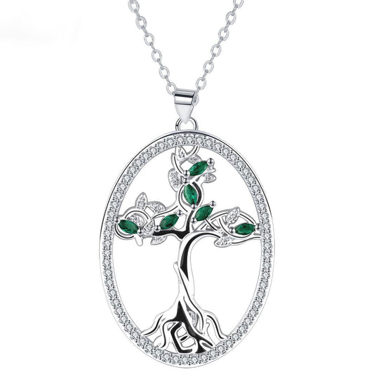 Copper With Silver Plated Cross Tree of Life Pendant Necklace