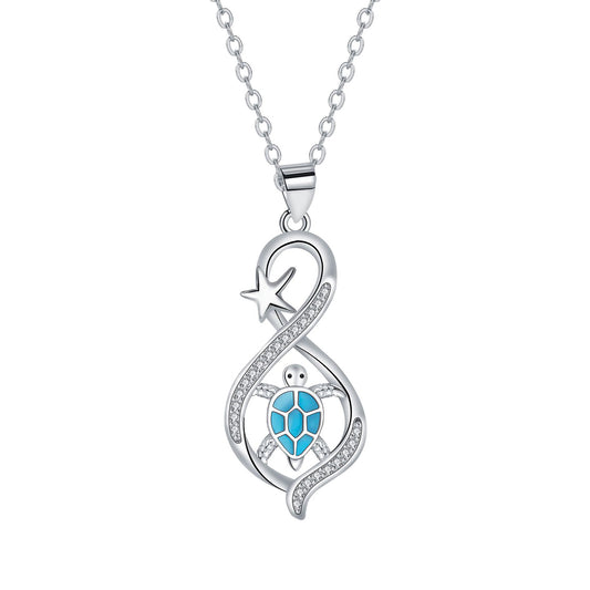 Copper With Silver Plated Turtle Pendant Necklace
