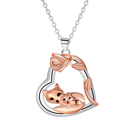 Copper With Silver/Rosegold Plated Heart Pendant Necklace