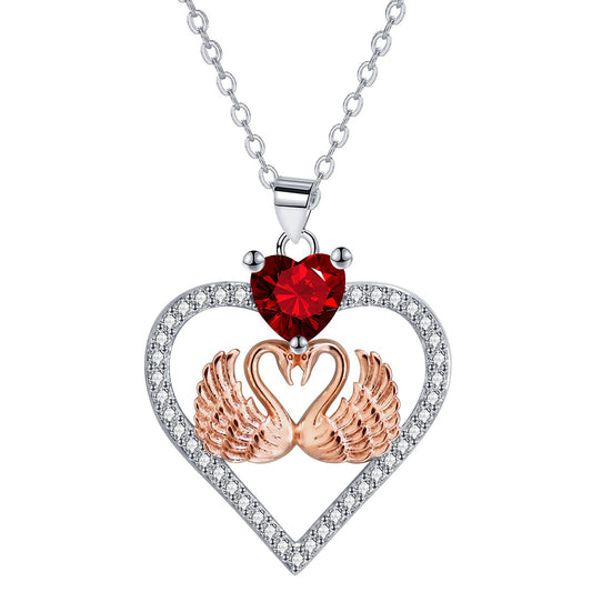 Copper With Silver/Rosegold Plated Heart Pendant Necklace