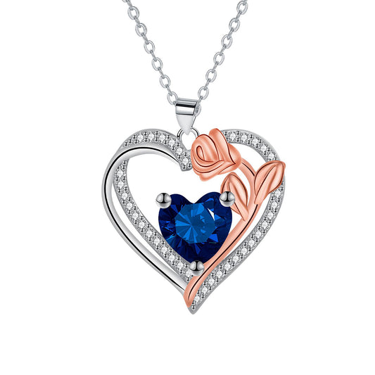 Copper With Silver/Rosegold Plated Heart Pendant Necklace