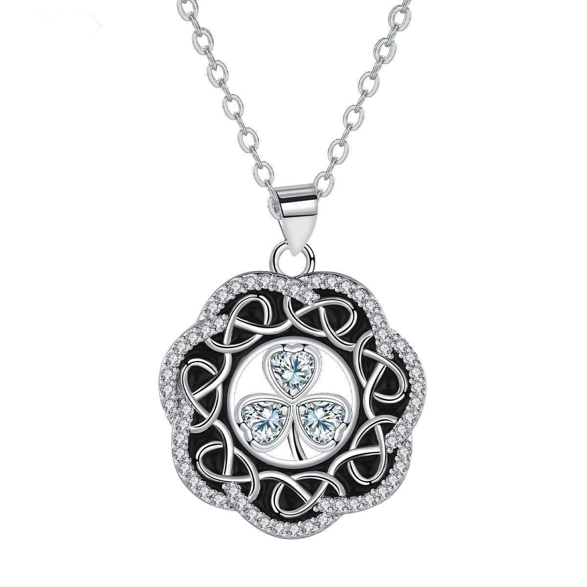 Copper With Silver Plated Lucky Celtic Knot Pendant Necklace for Women