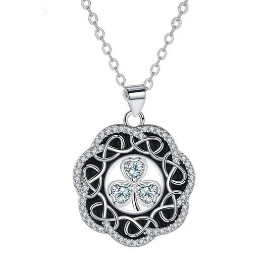 Copper With Silver Plated Lucky Celtic Knot Pendant Necklace for Women