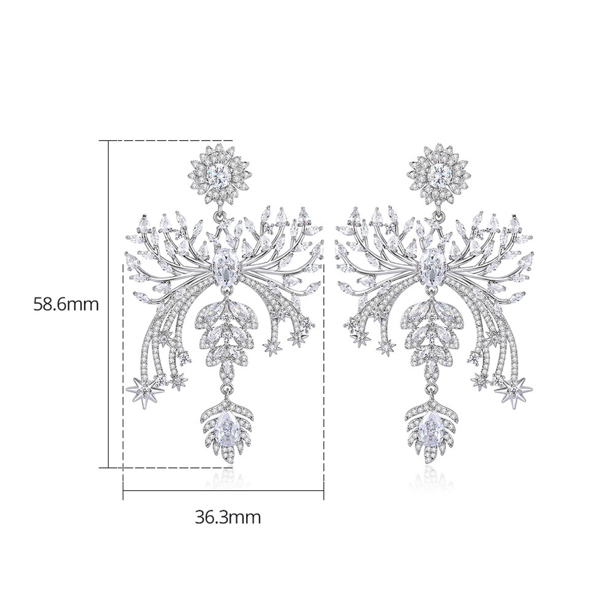 Copper With Silver Plated Fashion Jewelry Earrings