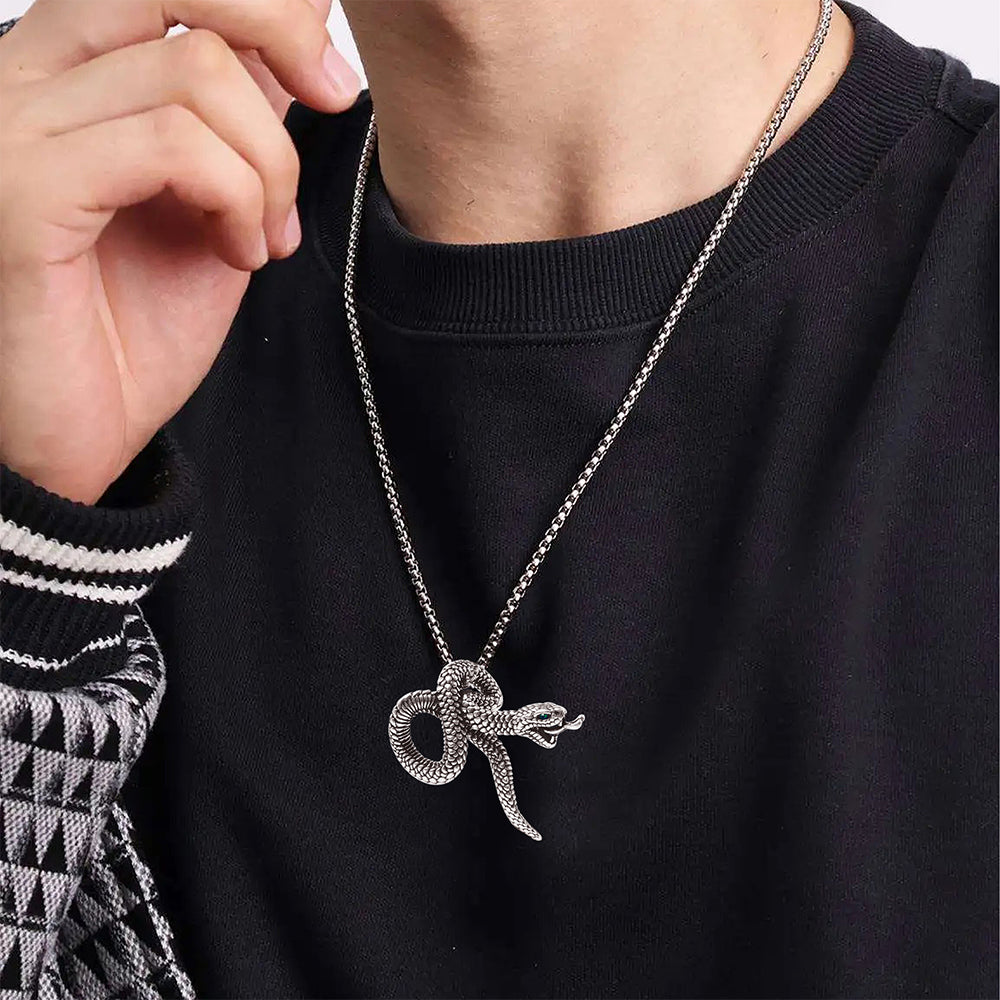 Punk Snake Pendant Necklace, Men Women's Fashion Jewelry, Perfect for Parties & Gifts, Elegant Accessory for Everyday Wear