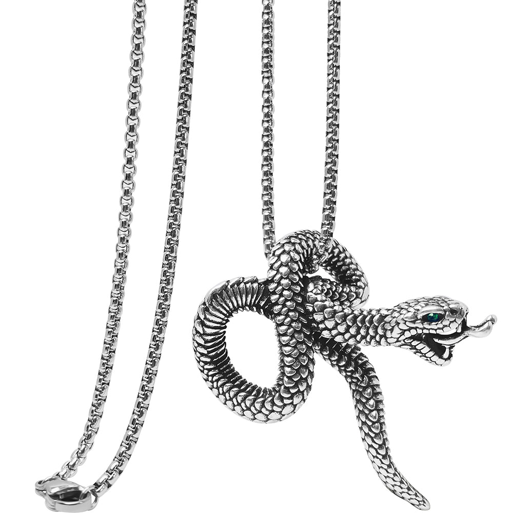 Punk Snake Pendant Necklace, Men Women's Fashion Jewelry, Perfect for Parties & Gifts, Elegant Accessory for Everyday Wear