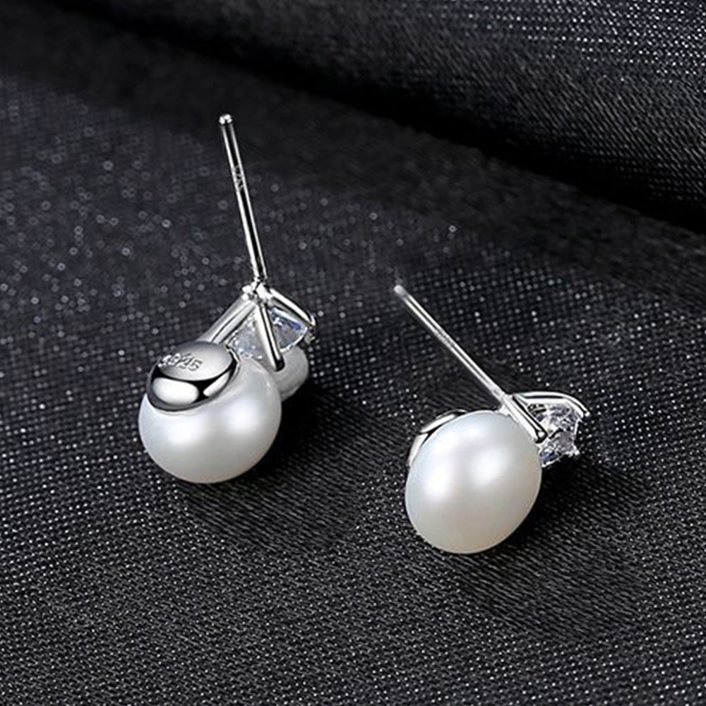925 Sterling Silver Natural Pearl Drop Earrings Fashion Jewelry Gift for Women Girls
