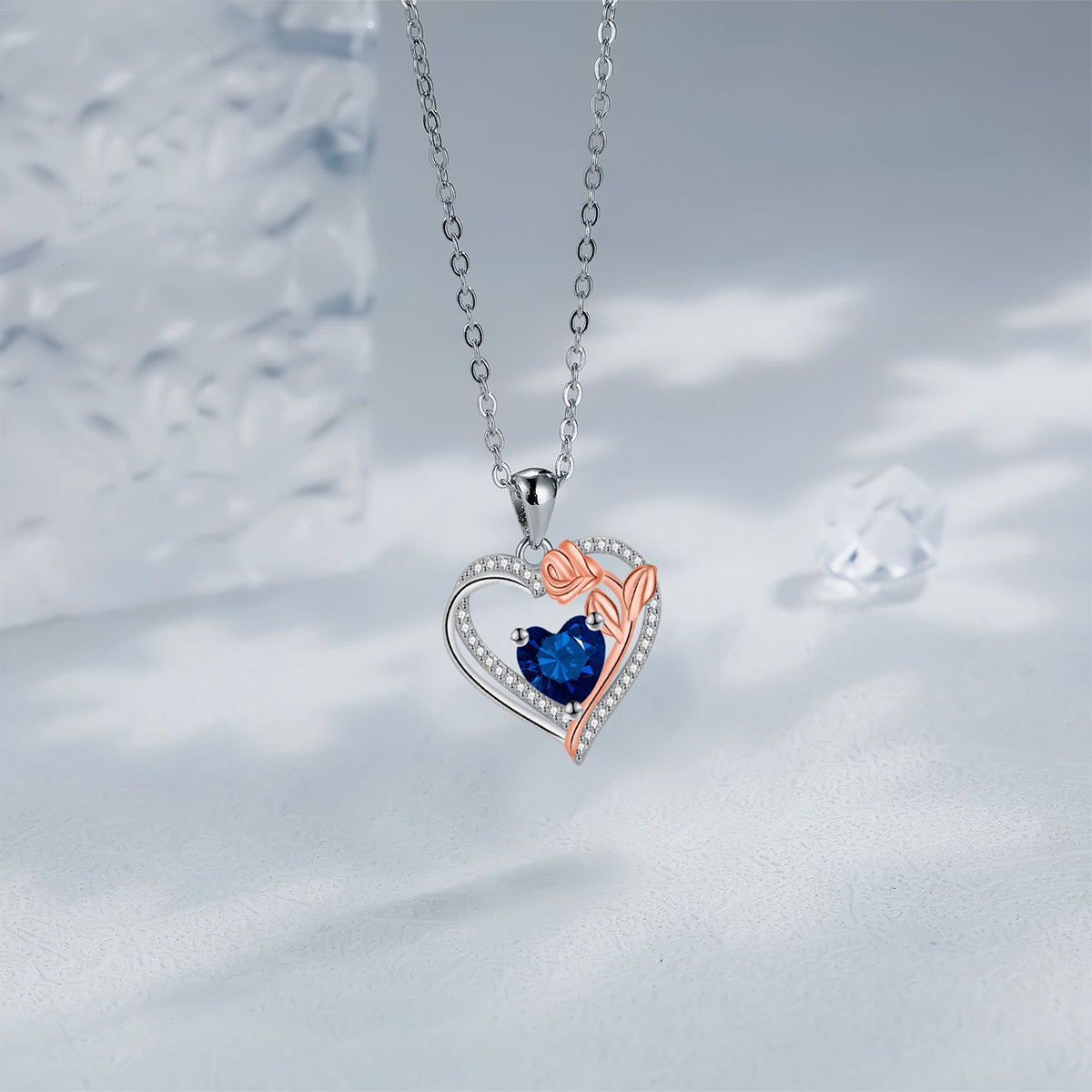 Copper With Silver/Rosegold Plated Heart Pendant Necklace