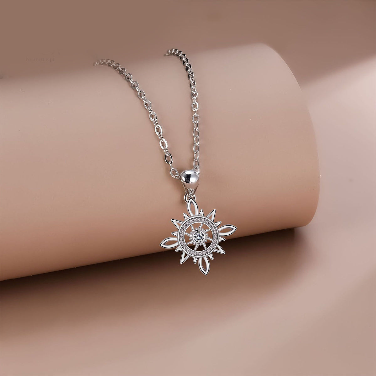 Copper With Silver Plated Flower Pendant Necklace