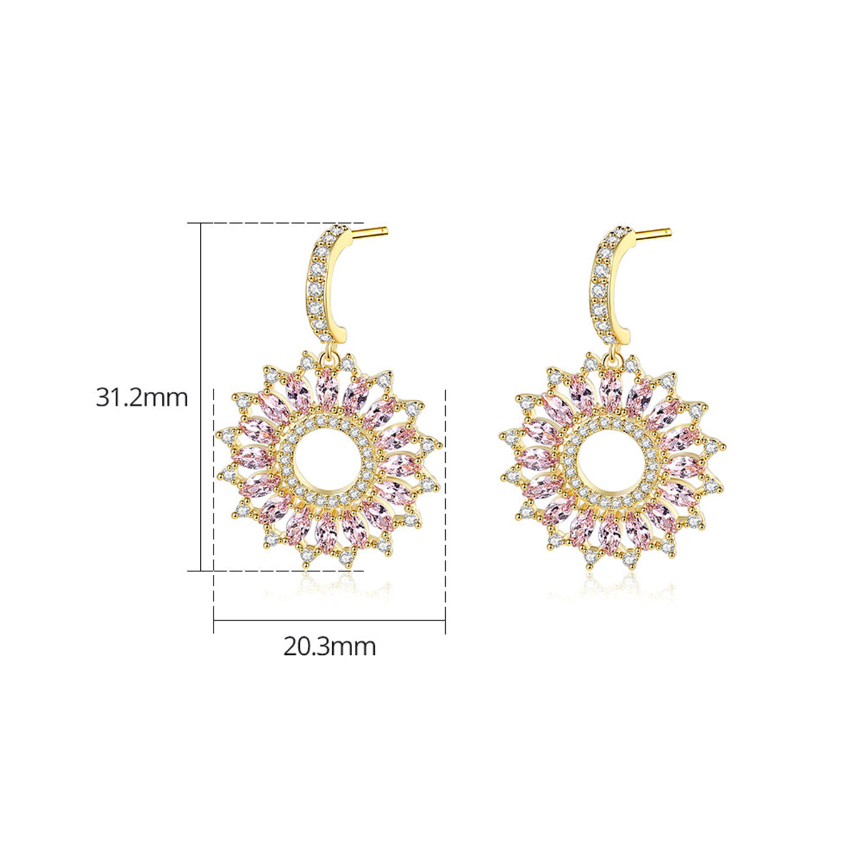 Copper With Gold Plated Fashion Jewelry Earrings