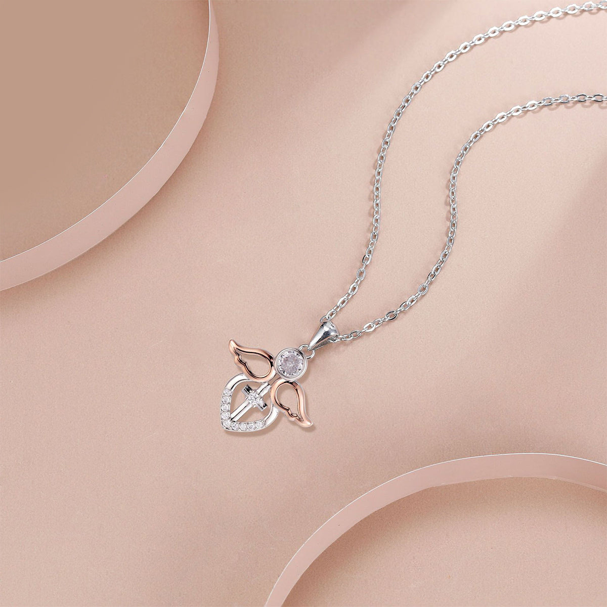 Copper With Silver/Rosegold Plated Angel Pendant Necklace