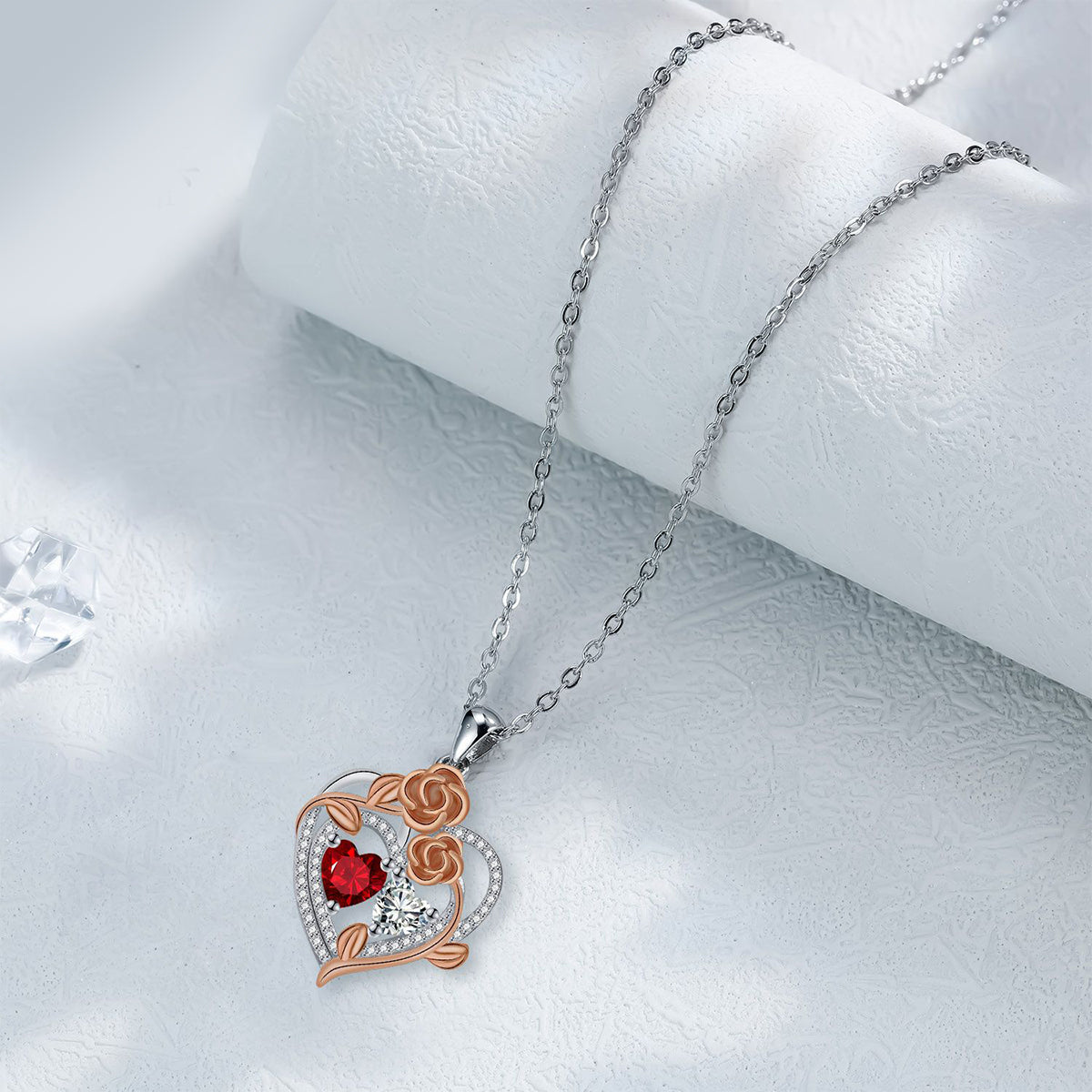 Copper With Silver/Rosegold Plated Heart Pendant Necklace