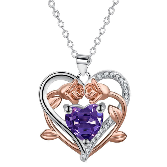 Copper With Silver/Rosegold Plated Heart Mom Pendant Necklace