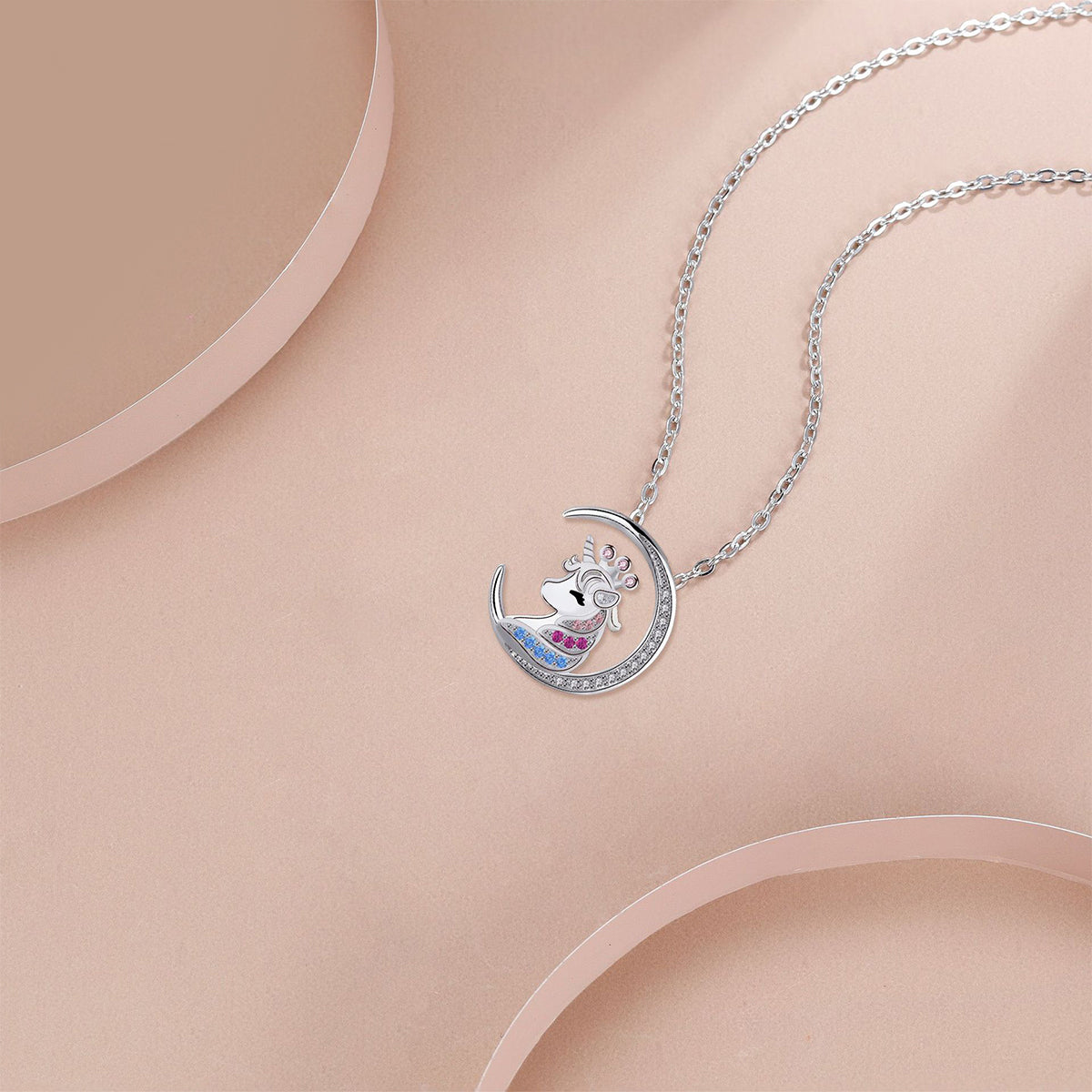 Copper With Silver Plated Unicorn Pendant Necklace