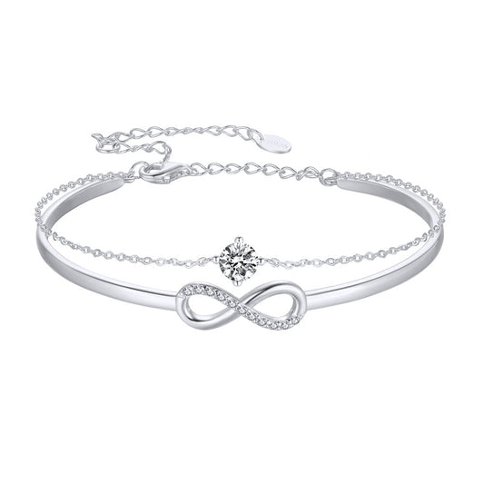 925 Sterling Silver Infinity Double Layers Bracelet