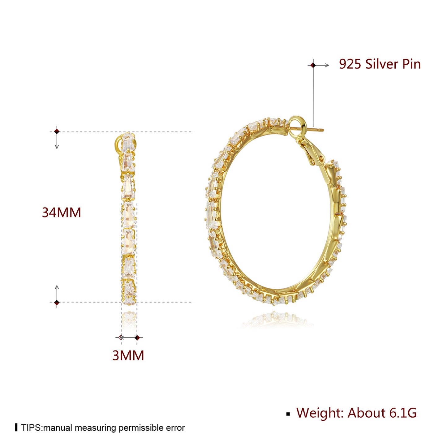Brass With Plated Fashion Jewelry 925 pins Earrings
