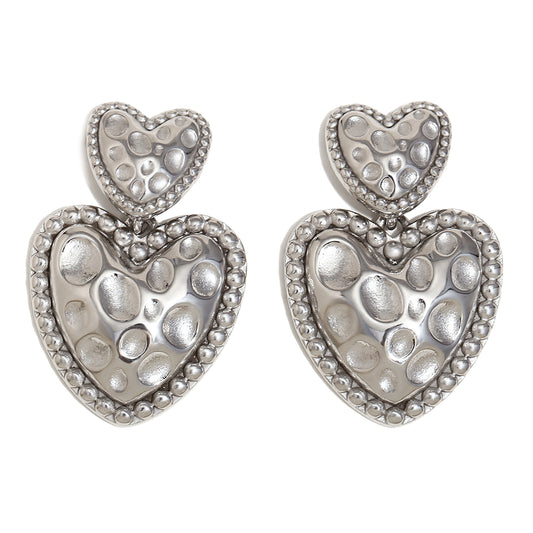 316L Stainless Steel Jewelry Fashion Big Hearts Earrings