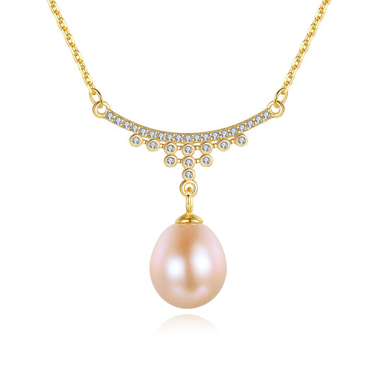 925 Sterling Silver Natural Pearl Drop Necklace Fashion Jewelry Gift for Women Girls