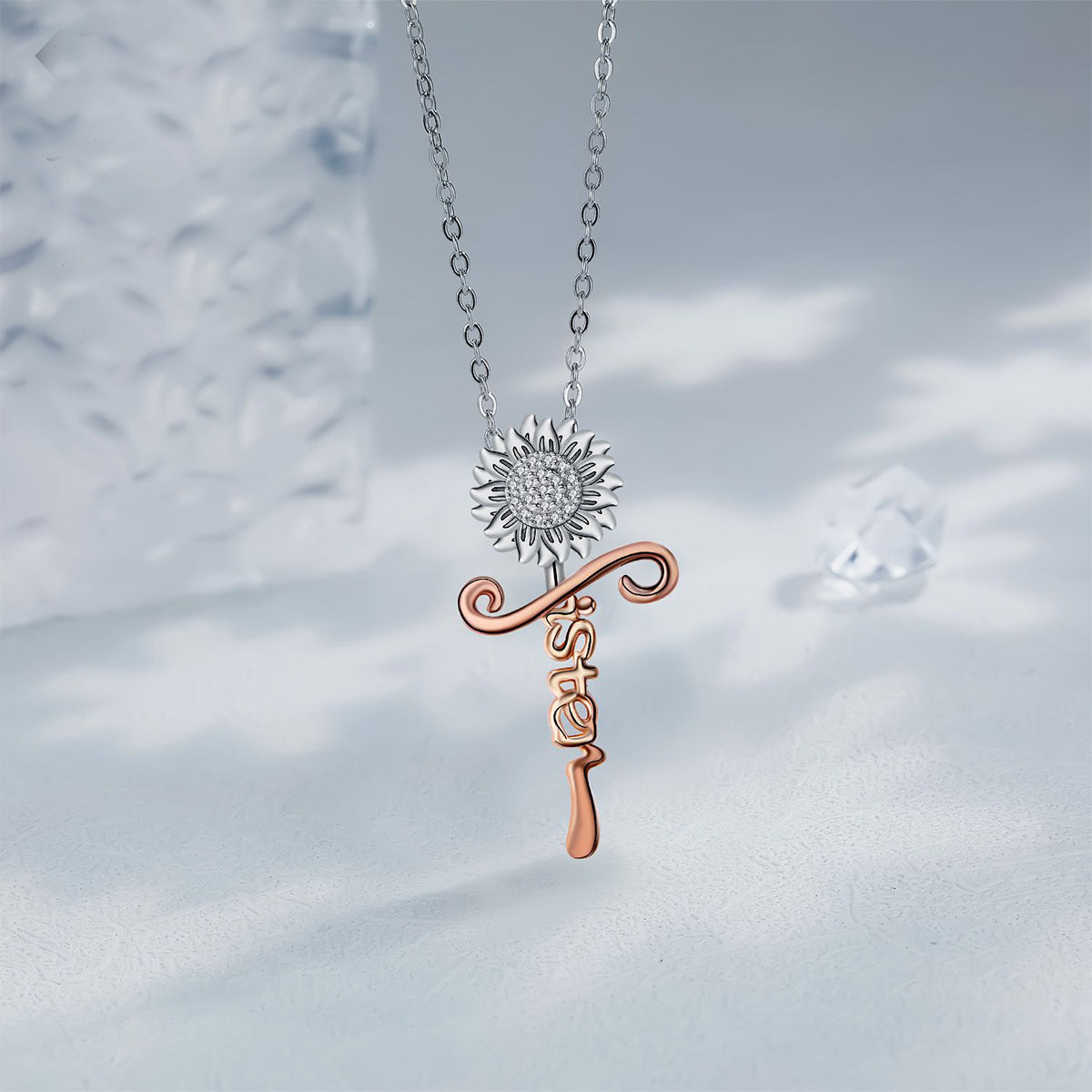 Copper With Silver/Rosegold Plated Sister Pendant Necklace
