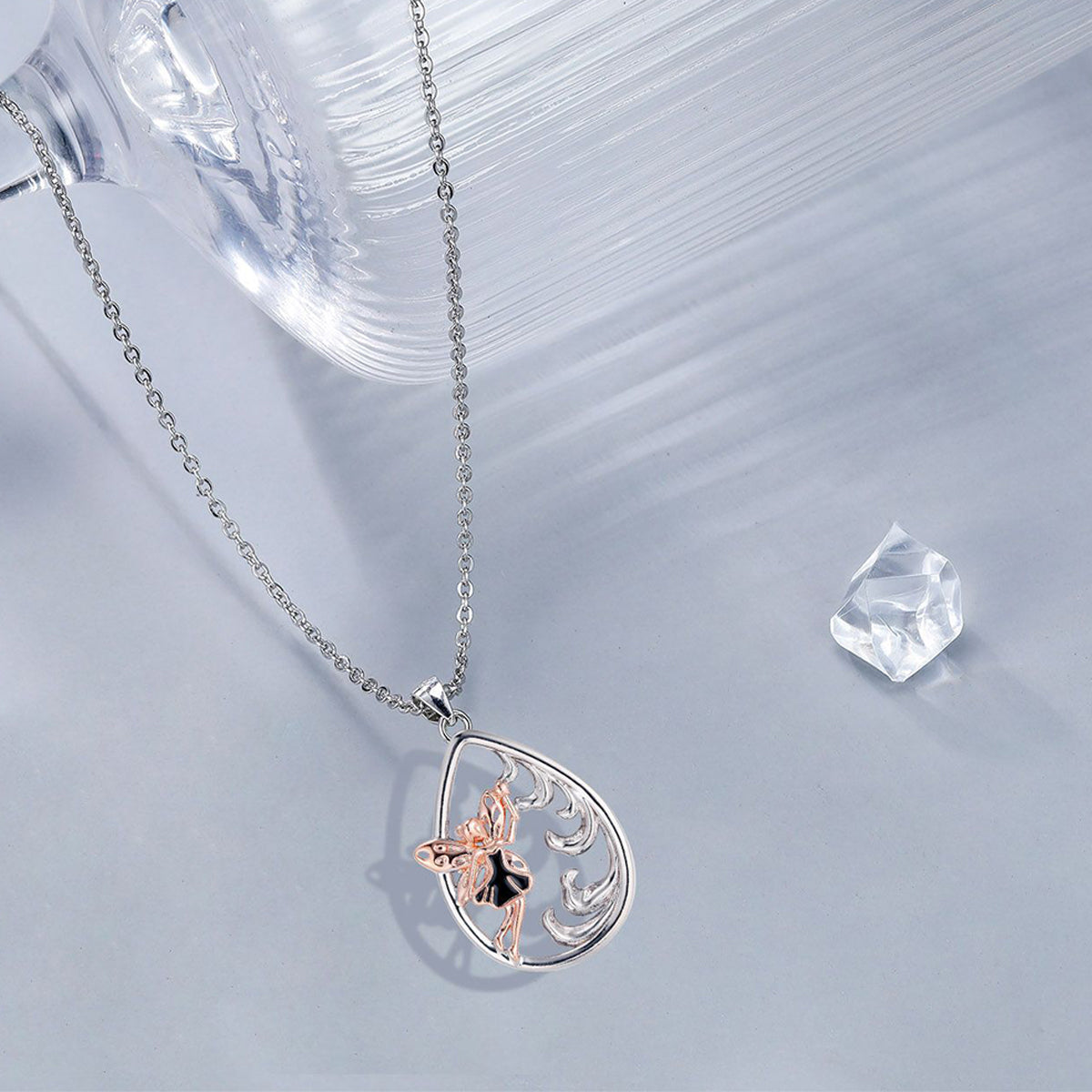 Copper With Silver/Rosegold Plated Fairy Pendant Necklace